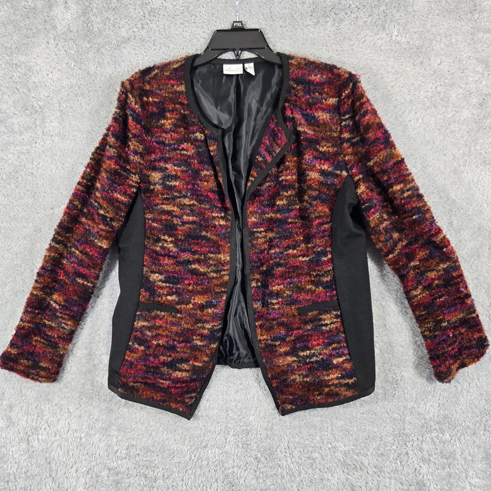 Kim Rogers Womens Multi Color Eyelash Knit Open Front Blazer Jacket Large